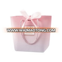 Luxury gold logo paper jewelry gift shopping bag with ribbon